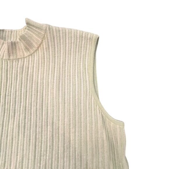 St. John Top Knit Mock Neck Sleeveless Two Tone Green SMALL Vintage Neck Warmer - Picture 8 of 16
